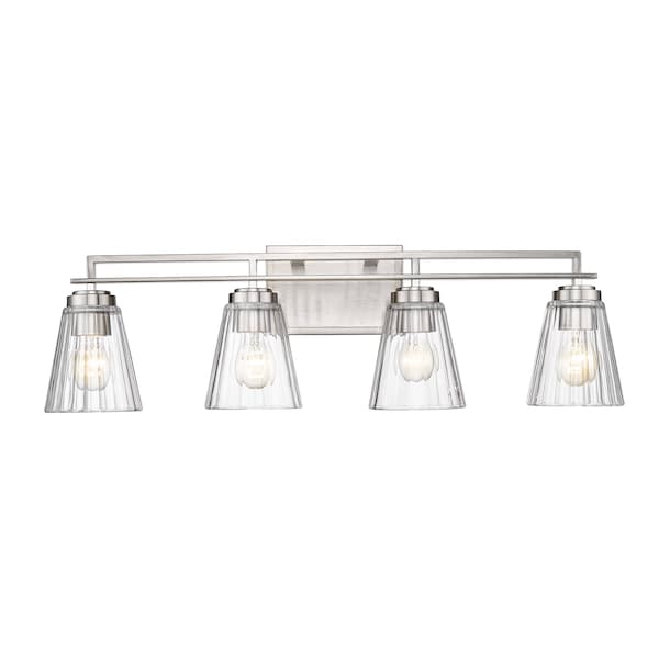 Z-Lite Lyna Vanity, 4-Light, 30.5 In.W x 6.5 In.L x 9 In.H, Brushed Nickel/Clear 823-4V-BN - main